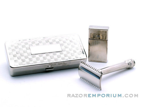 1911 Gillette Silver ABC Pocket Edition Old Type Open Comb DE Razor Set