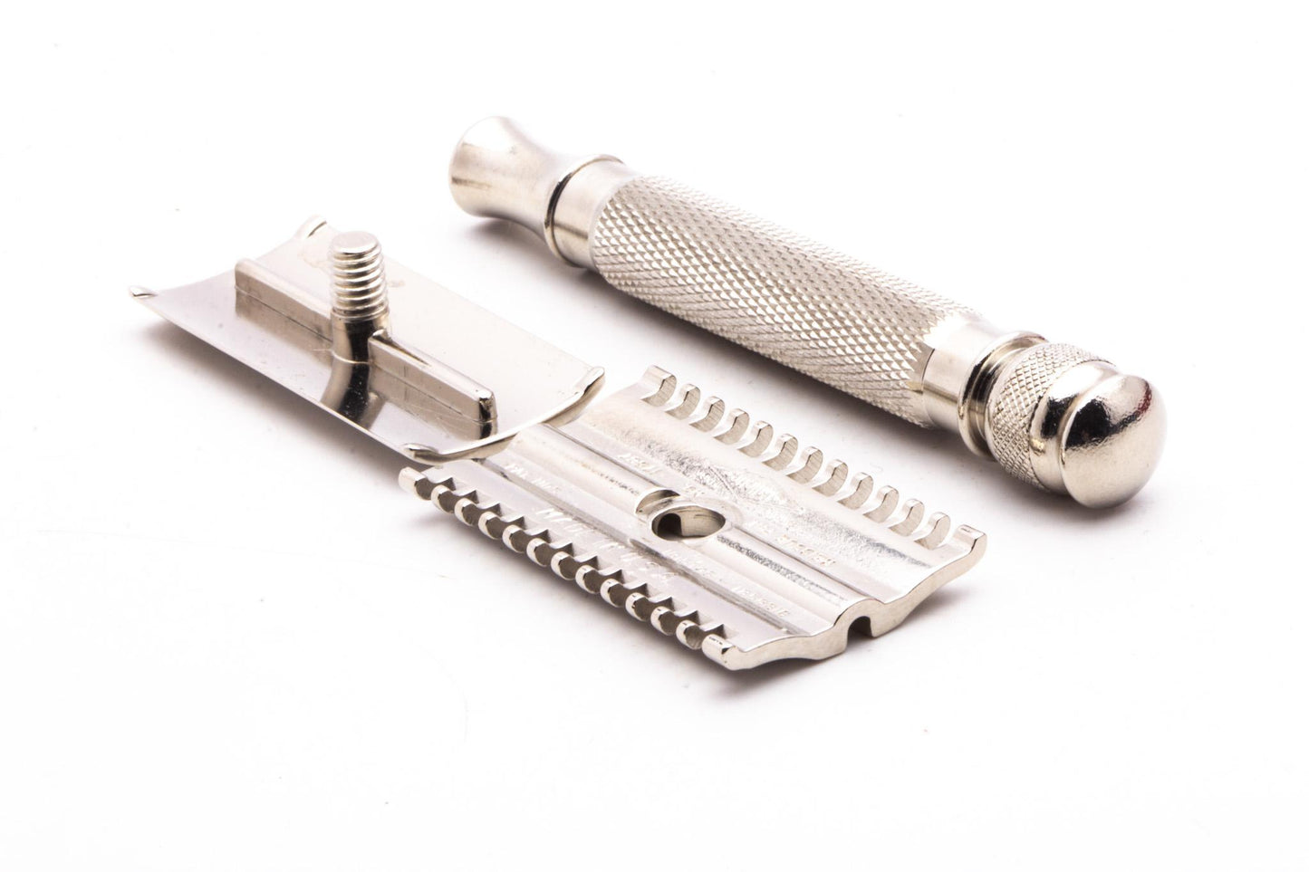 1930's Gillette NEW Short Comb Safety Razor with Ball End Replica Handle | Factory Nickel Revamp