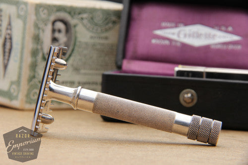 Gillette 1917 Single Ring Old Type Set in Leather Case w/ Blade Banks