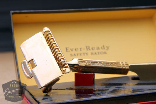 Ever-Ready Gold 1912 Style Single Edge Improved Safety Razor in Red & Black Box