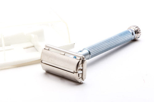 1961 Gillette G2 Blue Star Lady Gillette Double Edge Safety Razor With Case & Balde Bank