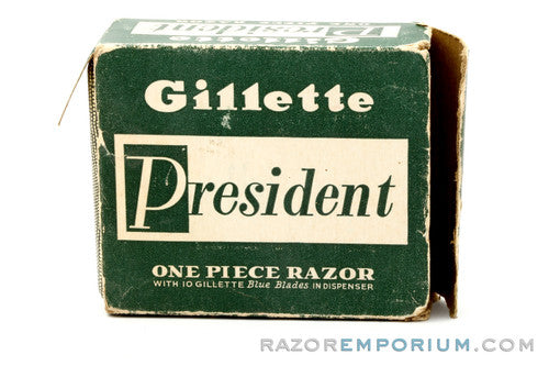 1953 Y3 Gillette President DE Safety Razor Set w/ Case & Blades in Original Box