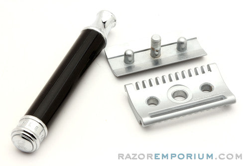 MÜHLE Closed Comb Chrome Black Handle Double Edge Safety Razor