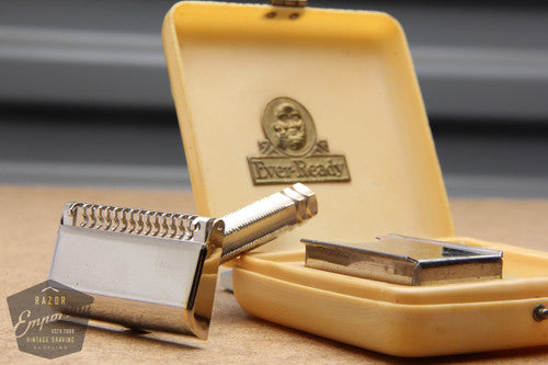 Ever-Ready 1912 Style Single Edge Safety Razor in Yellow Bakelite Case