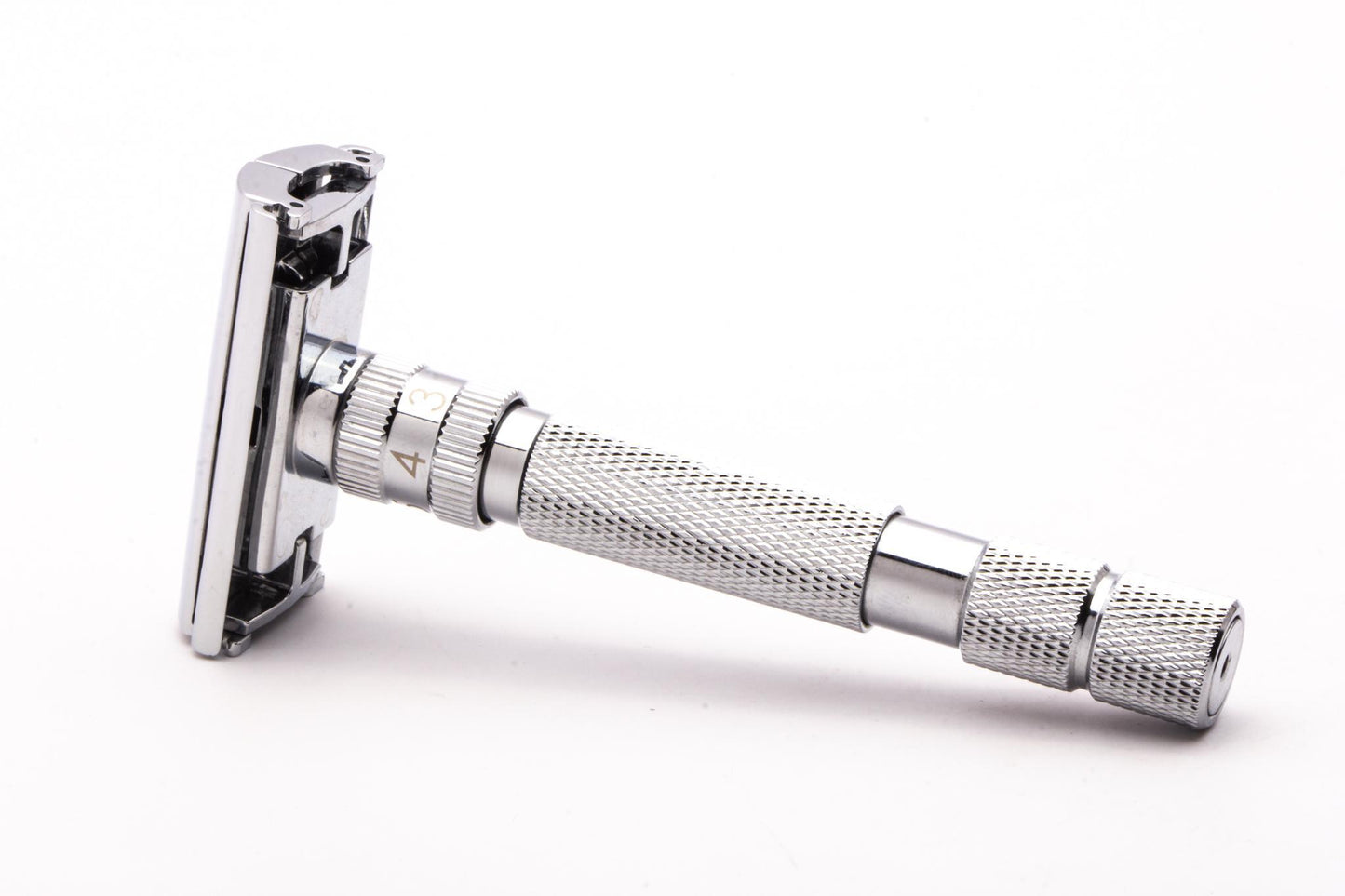 Rockwell White Chrome T2 Adjustable DE Safety Razor | No Box
