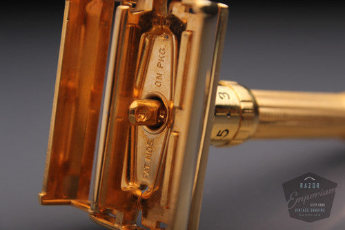 Gillette 1962 Slim Adjustable Safety Razor H2 * 24K Gold REVAMPED