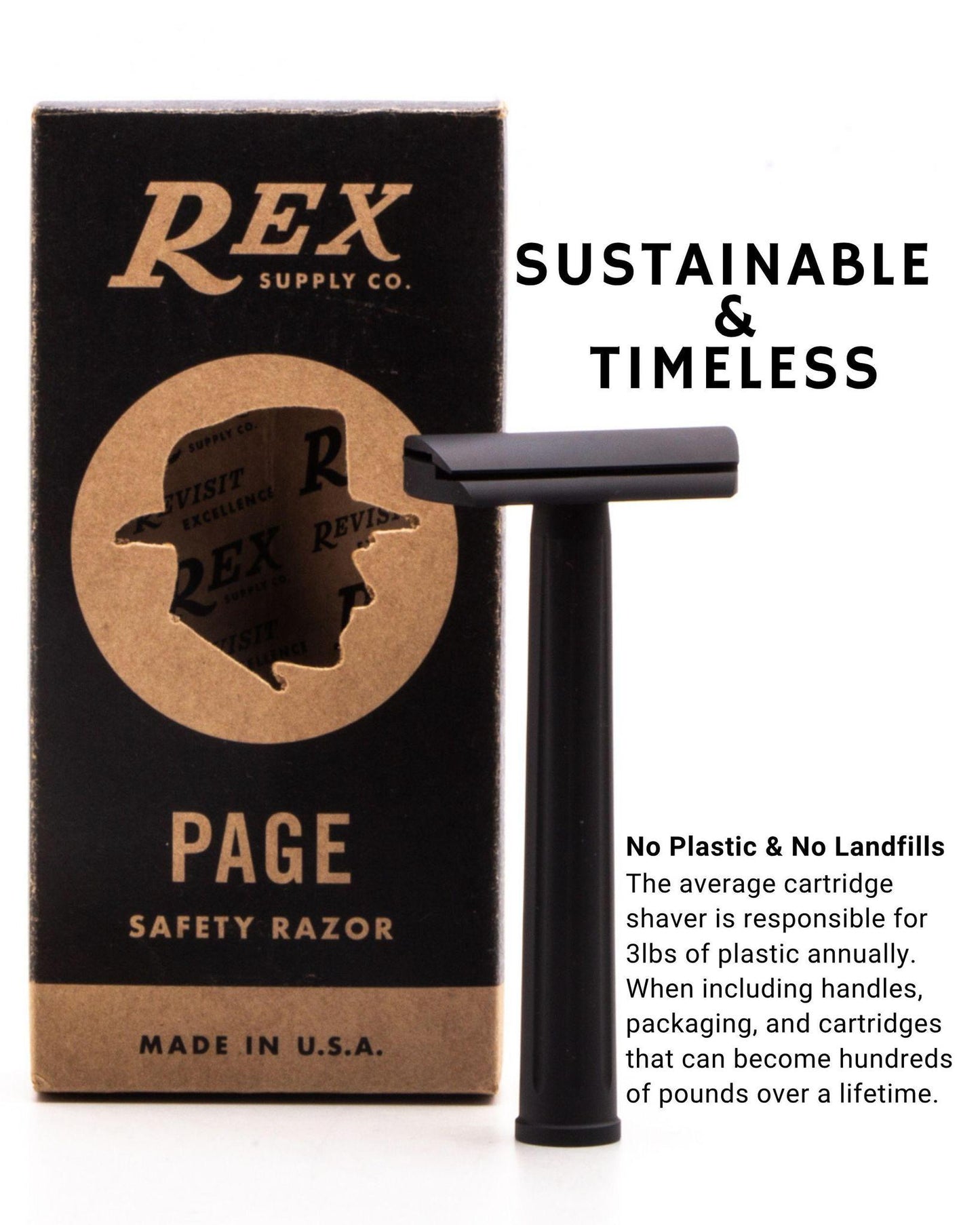 Rex Supply Co. | Page Three Piece Aluminum Double Edge Safety Razor