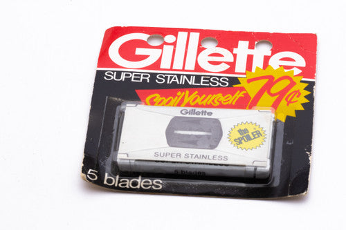 Gillette Super Stainless SPOLIER Double Edge (5) New Old Stock (NOS) Razor Blades