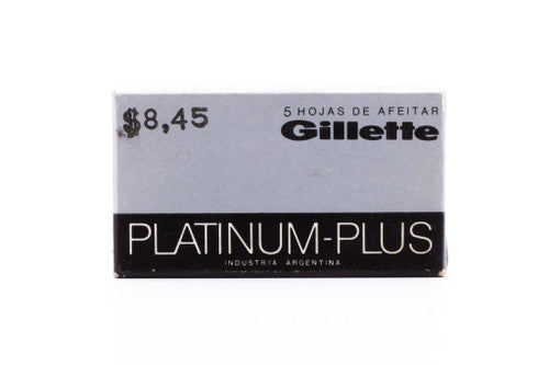 NOS - 5 Gillette Platinum Plus - Made in Argentina - Double Edge Razor Blades