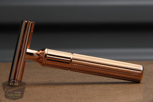 Gillette 1940's Fat Handle Tech 3 Piece Safety Razor * Rose Gold REVAMPED