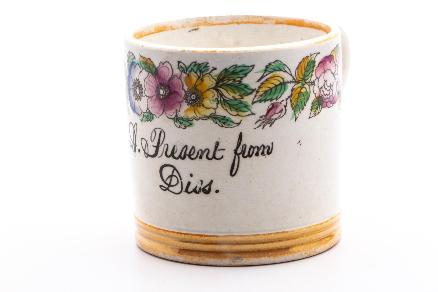 Vintage Hand Painted "A Present From Diss" Shaving Mug