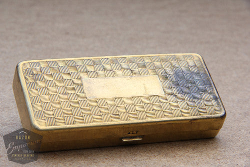 Gillette 1930's Ball End NEW Style Razor in Gold Basketweave Case