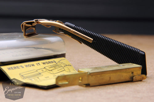 Eversharp Schick 1960's Hydro Magic Gold Injector with Black Bakelite Handle & Orig. Case