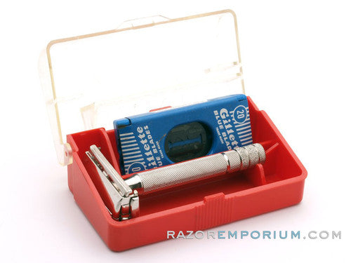 1940's Super Speed Double Edge Safety Razor in Red Case w/ Bladebank