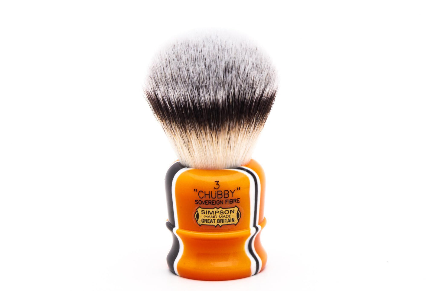 Simpsons | Chubby 3 Tiger Stripe Sovereign Fibre Synthetic Shave Brush | Pre-owned