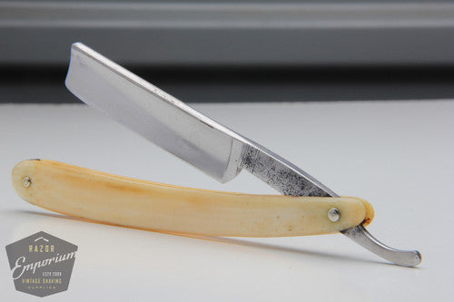 5/8" A Witt. "Lil Concave" Straight Razor w/ Bone Scales Hollow | New York, USA