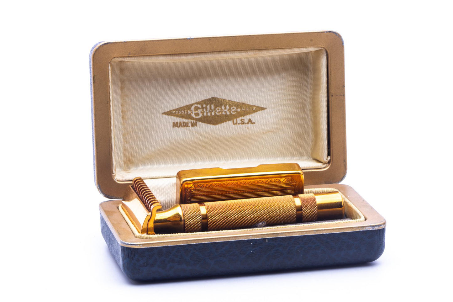 1930's Gillette NEW Long Comb Ball End Double Edge Safety Razor Set | Original Condition