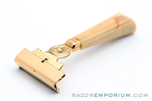 1940's Schick Gold Injector Bakelite Handle in Brown Case