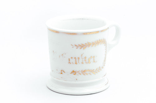 Gold Leaf White Vintage Wet Shaving Mug