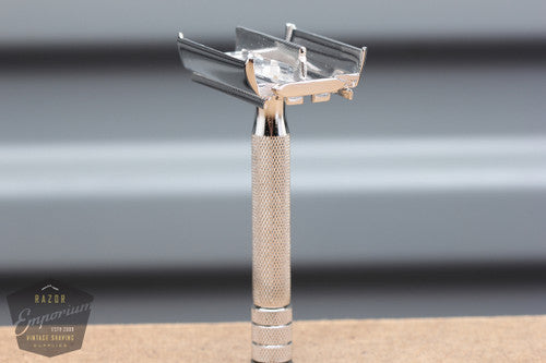 Gillette 1950's British Heavy Duty Rocket Safety Razor - Made in England * RHODIUM REVAMPED