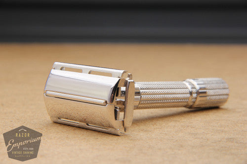 Gillette 1959 Fatboy Adjustable TTO Safety Razor E4 * Rhodium REVAMPED