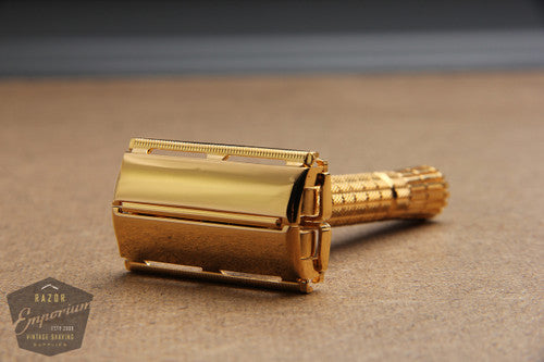Gillette 1956 Flair Tip DE Super Speed Safety Razor B2 * 24K GOLD REVAMPED