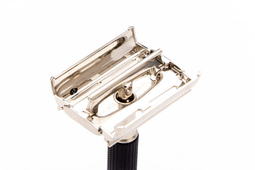 1976 W4 Gillette Black Handle TTO Super Speed Safety Razor | Factory Nickel Revamp