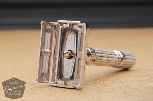 Gillette 1959 Fatboy Adjustable TTO Safety Razor E4 * Rhodium REVAMPED