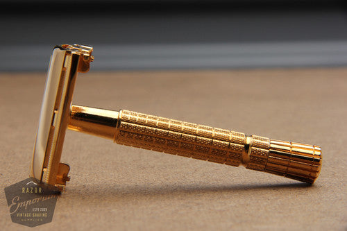 Gillette 1956 Flair Tip DE Super Speed Safety Razor B2 * 24K GOLD REVAMPED