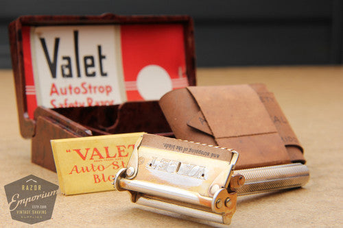 Valet Auto Strop Silver Razor Set w/ Box New Old Stock - Made in England