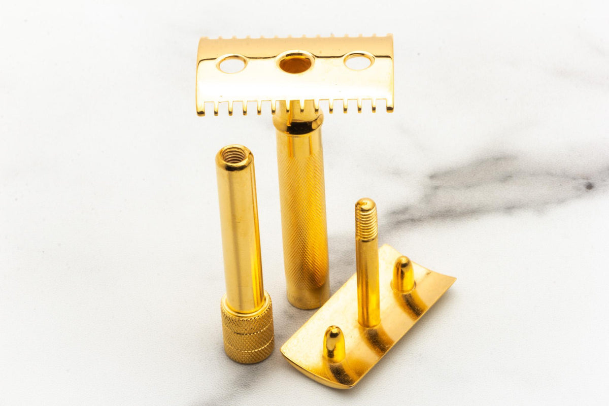 1906-1921 Gillette Single Ring Old Type Double Edge Safety Razor | 24K Gold Revamp