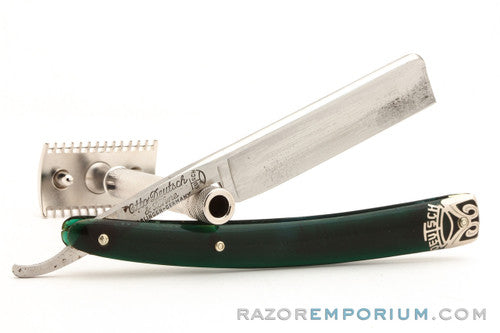 5/8" Otto Deutsch Sohne Straight Razor Original Translucent Green Scales | Solingen, Germany