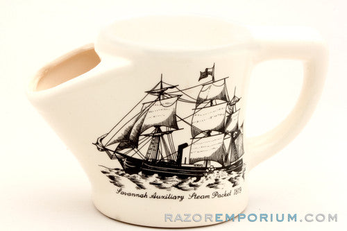 Savannah Ship Ceramic Shaving Scuttle 1819
