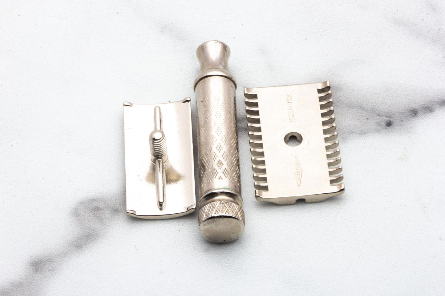 1920s Gillette New Improved Tuckaway Safety Razor Set | Factory Nickel Revamp