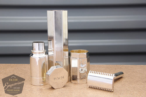 Gillette 1928 New Improved Safety Razor in Sterling Silver Travel Set -RARE
