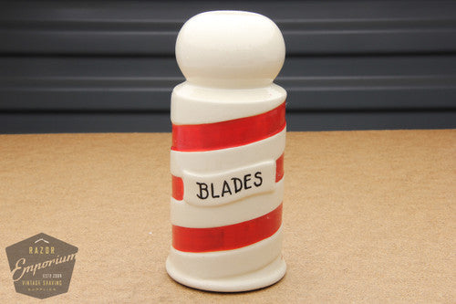 6" Red and White Barber Pole - Porcelain Blade Safe