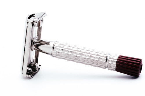1955 A4 Gillette Red Tip Heavy Super Speed Safety Razor | Factory Nickel Revamp