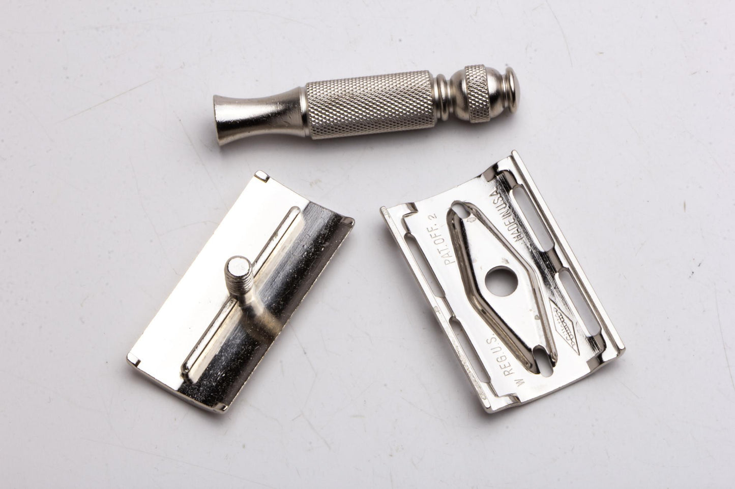 1951 W2 Gillette Travel Ball End Double Edge Razor | Factory Nickel Revamp