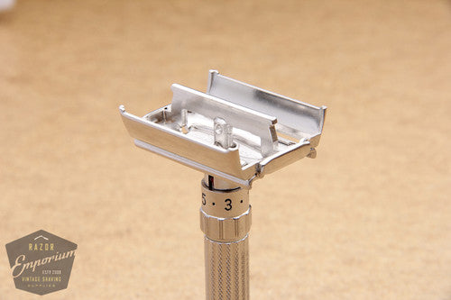 Gillette 1960 Fatboy Adjustable TTO Safety Razor F4 * Rhodium REVAMPED