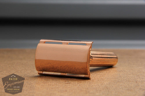 Gillette 1940's Fat Handle Tech 3 Piece Safety Razor * Rose Gold REVAMPED