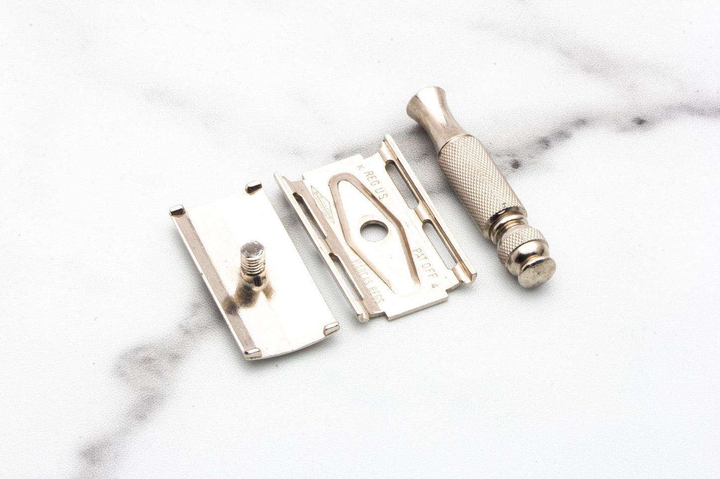 1965 K4 Gillette Ball End Travel Double Edge Safety Razor Set | Original Condition