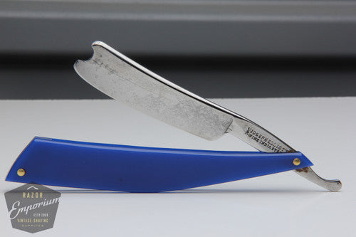 6/8" Joseph Elliot Straight Razor w/ Blue Acrylic Scales Near Wedge | Sheffield, England