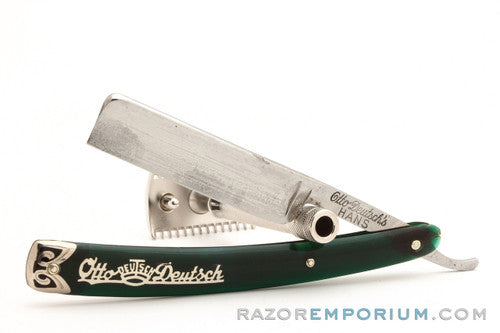 5/8" Otto Deutsch Sohne Straight Razor Original Translucent Green Scales | Solingen, Germany