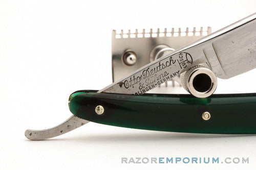 5/8" Otto Deutsch Sohne Straight Razor Original Translucent Green Scales | Solingen, Germany