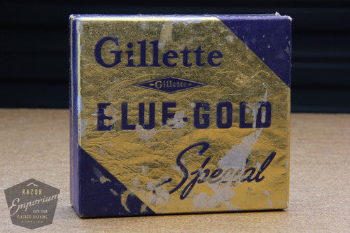 Gillette 1930's Blue-Gold NEW Set - Short Comb DE Razor in Original Box