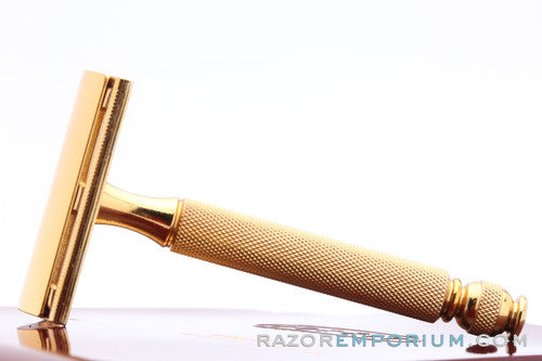 1940's Gillette Gold Ball End Tech 3 Piece Travel Safety Razor Set - Miller Brewing Co. Milwaukee, Wisc. USA