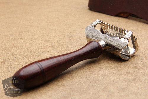 Gem 1912 New Style Single Edge Safety Razor & Strop in Black / Purple Leather Case