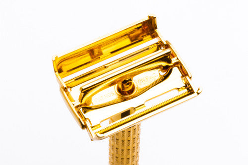 1959 E2 Gillette Heavy Red Tip Super Speed Safety Razor | 24K Gold Revamp