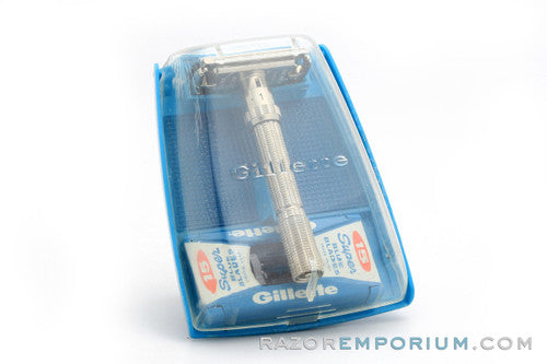 1962 Gillette Slim Adjustable Double Edge Safety Razor Set H1