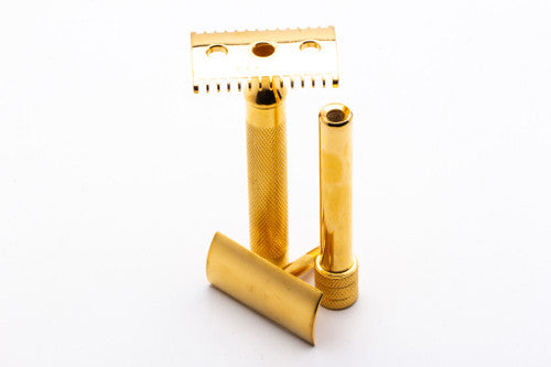 1920 Gillette Big Fellow Double Edge Safety Razor Set in Original Wooden Case w/ Gold Blade Bank